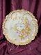 Antique Limoges Plate/charger Hand Painted Flowers Daisies Gold Enamel V. F
