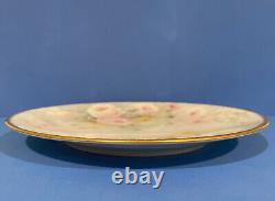 Antique Limoges Plate Charger Hand Painted Roses Gold Artist Signed France 1891