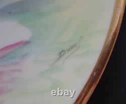 Antique Limoges Plate Hand Painted Porcelain Water Lily Lanternier Signed France