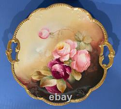 Antique Limoges Plate Hand Painted Roses Signed Pickard Artist Leroy Ak France