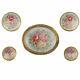 Antique Limoges Porcelain Hand Painted Roses Stud Buttons And Sash Buckle