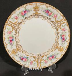 Antique Limoges Porcelain Plate Hand Painted Roses Gold William Guerin France #5