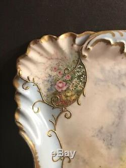 Antique Limoges Porcelain Plate/ Tray. Hand Painted Romantic Scence. France 1895