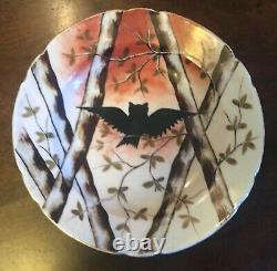 Antique Limoges Porcelain Plate or Low Bowl Hand Painted Owl Paris Porcelain