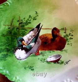 Antique Limoges Set Of 6 Game Bird Plaque Plate 10 Hand Painted Artist Signed