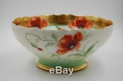 Antique Limoges Srouffer Studio Poppies Hand Painted Punch Bowl Vase