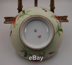 Antique Limoges Srouffer Studio Poppies Hand Painted Punch Bowl Vase