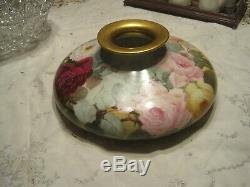 Antique Limoges T&V Large Squat Vase Hand Painted With Roses 12 x 5