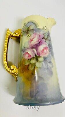 Antique Limoges T&v 1892-1907 Hand Painted Coffee Tea Pot, Roses & Heavy Gold