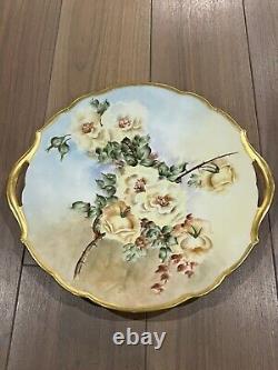 Antique Limoges T. &v. Hand Painted Cake Plate Tray Yellow? Roses 11