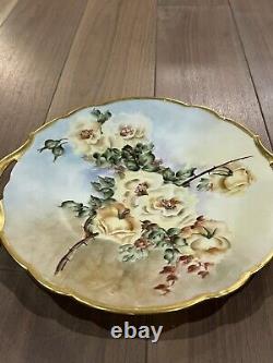 Antique Limoges T. &v. Hand Painted Cake Plate Tray Yellow? Roses 11