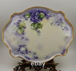 Antique Limoges Violets Hand Painted Plaque Tray