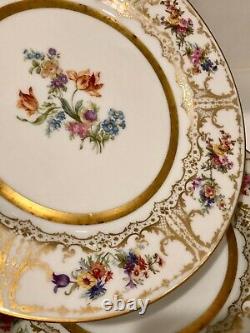 Antique Limoges William Guerin Signed set 12 Dinner Plates hand-painted Luxury