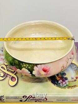 Antique Limoges hand painted Roses Gold gilt, centerpiece Footed Bowl 1900-1932