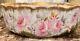 Antique M R France Limoges Hand Painted Pink Cabbage Roses Pudding Bowl Gold