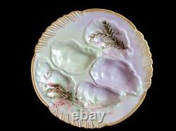 Antique Oyster Plate Hand Painted Signed & Dated 1896