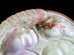 Antique Oyster Plate Hand Painted Signed & Dated 1896