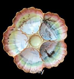 Antique Oyster Plate Hand-painted Ultra Charming