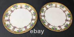 Antique Pair T&v Limoges France Hand Painted Signed By Artist Gold Rim Plate