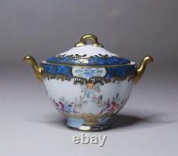 Antique Paris Royal Limoges Hand Painted Gold Gilt Floral Small Covered Bowl