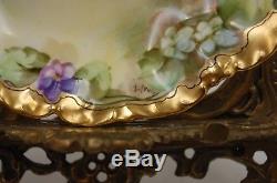 Antique Pickard China Limoges Hand Painted Violets Candy Dish Bowl