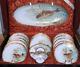 Antique Rare French Limoges Hand Painted Raised Gold Porcelain Fish Set Withbox