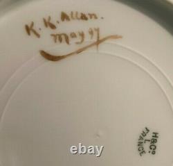 Antique Set of 6 Haviland & Co Limoges Hand Painted Plates Signed KKA 1897 EUC