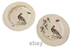 Antique Set of 9 Haviland Limoges Hand Painted Bird Butterfly Flower 9 Plates