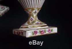 Antique Sevres Limoges Hand-Painted Pair of Gorgeous Porcelain Urns