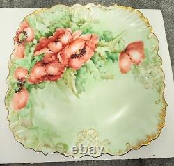 Antique Signed D&C France Limoges Hand Painted Floral Flower Plate Platter
