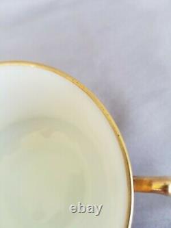 Antique Signed French Limoges Coiffe Bouillon Cup & Saucer Hand Painted France