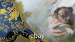 Antique Signed Soustre Haviland Limoges Hand Painted Cobalt Gold Cabinet Plate