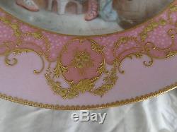Antique Signed Soustre Haviland Limoges Hand Painted Ladies Roses Cabinet Plate