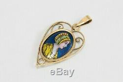 Antique Solid 18ct Gold Limoges Pendant Hand Painted and Signed by Artist