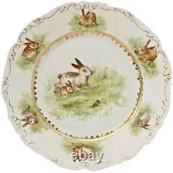 Antique TV Tressemanes Vogt Limoges Porcelain Plate Hand Painted Bunny Rabbits