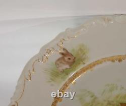 Antique TV Tressemanes Vogt Limoges Porcelain Plate Hand Painted Bunny Rabbits