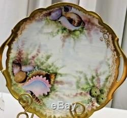 Antique T & V Limoges 1915 Underwater Sea Life Hand Painted Artist Signed