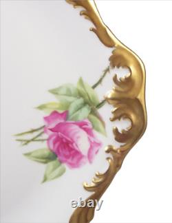 Antique T & V Limoges Charger Plate Platter Hand Painted Roses Artist Signed