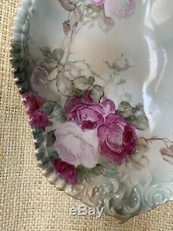 Antique T&V Limoges France Hand Painted Roses Service Bowl