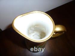 Antique T&V Limoges France hand painted gold accented signed 10.5 pitcher ewer