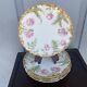 Antique T&v Limoges Hand Painted Pink Roses And Gilt Cabinet Plates 8 7/8'