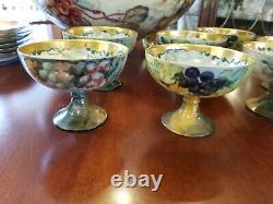 Antique T&V Limoges & Royal Austria Handpainted Grapes Bowl Plates& Footed Bowls