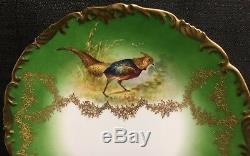Antique T&V Limoges Set of 12 Game Bird Cabinet Plates 9 1/2 Hand Painted