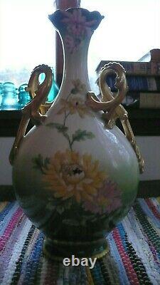 Antique T&V Limoges Tressemann & Vogt Hand Painted Vase 12 1/4 France