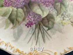 Antique T & V Tressemann & Vogt Limoges Hand Painted Charger Plate Lilacs