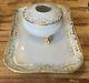 Antique T&v Limoges France Hand Painted Flower/gold Tray & Hair Receiver