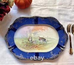 Antique Theodore Haviland Limoges France Handpainted porcelain Bird Game platter