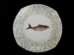 Antique Tressemann & Vogt T&V Handpainted Fish Platter & Plates Limoges France