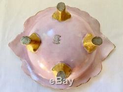 Antique Vintage 9 Limoges Punch Bowl Roses Gold Hand Painted RARE