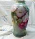 Antique Vintage Hand Painted Limoges Roses On Huge Bavaria Rosenthal Vase